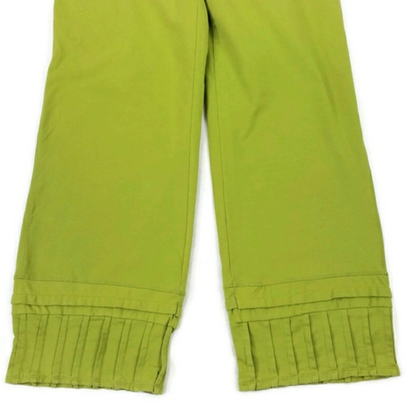 Neon Buddha Green Pullon Cropped Pleated Cuff Capri Pants Womens Small - Picture 8 of 10